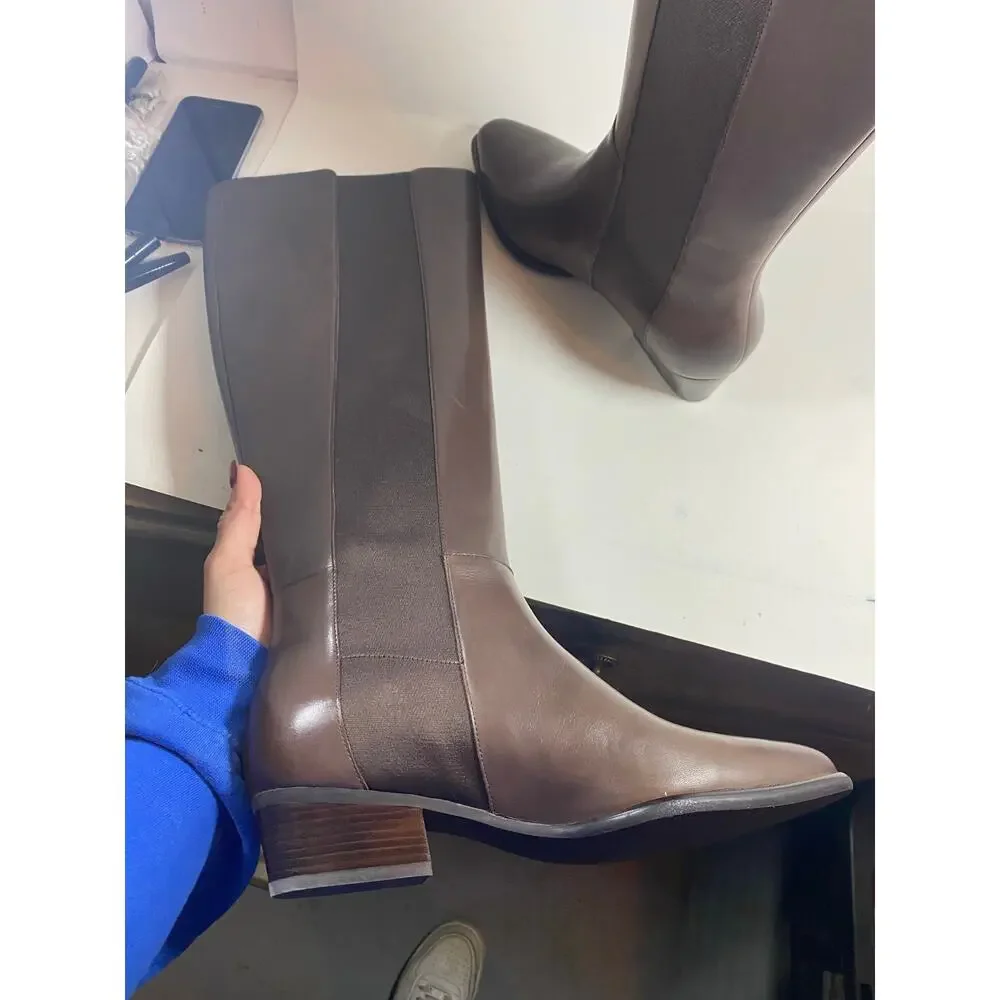 NWT Cole Haan Hallee Stretch Boot Java Leather Womens Size 9 Wide Boots